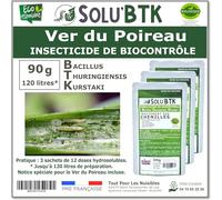SoluBTK - Ver du Poireau 90 g Bacillus thuringiensis - Insecticide Utilisable en Agriculture Biologique