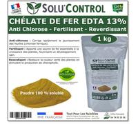 Solu'Control Chélate de Fer EDTA 13%, Anti-chlorose, Fertilisant, Reverdissant, 1 kg