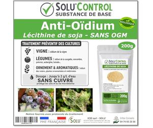 SOLU'CONTROL Lécithine de Soja 200 g - Traitement Naturel Préventif contre l'Oïdium - Substance de Base Autorisée en Agriculture Biologique - Sans Cuivre - Vigne, Tomate, Courgette