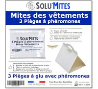 SOLUMITES - Lot de 3 Pièges à Phéromones pour Mites des vêtements et des Textiles - pour la Maison, Les magasins, Les entrepôts