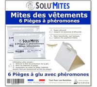 SOLUMITES - Lot de 6 Pièges à Phéromones pour Mites des vêtements et des Textiles - pour la Maison, Les magasins, Les entrepôts