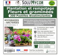 SoluMycor - 200 Pastilles Biostimulantes Fleurs et graminées - Idéal pour Semis & Plantation - Mycorhizes & Bactéries Azospirillum - Favorise le Développement Racinaire - Fabriqué en France