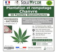 SoluMycor - 50 Pastilles Biostimulantes Chanvre - Idéal pour Semis & Plantation - Mycorhizes & Bactéries Azospirillum - Favorise le Développement Racinaire - Fabriqué en France
