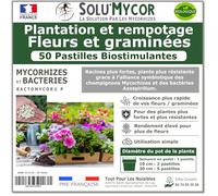 SoluMycor - 50 Pastilles Biostimulantes Fleurs et graminées - Idéal pour Semis & Plantation - Mycorhizes & Bactéries Azospirillum - Favorise le Développement Racinaire - Fabriqué en France