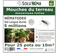 SOLUNEMA - Nématodes SF contre mouches du terreau 5 millions - Anti larves - Formule gel longue durée - Traitement biologique plantes d’intérieur - Jusqu’à 25 pots