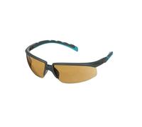 Solus Lunettes de sécurité 3M 2000, branches grises/bleu-vert, revêtement antibuée Scotchgard, optique AF-AS marron, S2005SGAF-BGR