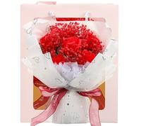 SOLUSTRE 1 Bouquet Bouquet de Fleurs Séchées Rouges pour Anniversaire, Texture Fine et Solide, Présent pour Copine, pour Saint-Valentin ou Fête Romantique