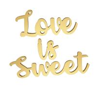 SOLUSTRE 1 Set Panneau de Mariage en Bois Doré Lettres Love is Sweet Décoration de Table Chic en Bois Densité Atmosphère Romantique pour Bridal Shower