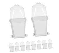 SOLUSTRE 10 Ensembles Lot de Petits Pots de Plantes Plastique avec Drainage Plateaux et Couvercles Respirants Jardinières Carrées Blanches pour Balcon et Intérieur Entretien Facile et