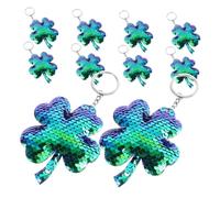 SOLUSTRE 10 Pièces Double Sided Sequins Four Leaf Clover Keychains Stylish Hanging Pendants For Women Handbag Car Keys Backpack Decorative Charms