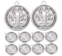 SOLUSTRE 10 pièces Médaille Saint Benoît Alliage de Zinc Pendentifs Croix Italienne pour Bracelets DIY Porte-clés Bijoux Religieux de Protection
