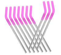 SOLUSTRE 10 pièces Pailles Inox Réutilisables avec Embouts Silicone Inox Robuste Antirouille pour Café Thé Boissons Froides et Chaudes Protection Dents et