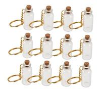 SOLUSTRE 12 Pièces Mini Bouteilles Verre avec Liège et Porte-clés Métallique Flacons Vides Transparente pour Messages Sortilèges et Projets DIY Décoration Mariage et Cadeaux