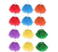 SOLUSTRE 12 Pièces Pompons à Paillettes pour Pom-Pom, Accessoires Pompons en PE, 50g, Réutilisables, Légers, pour Lycéens et Étudiants, Concours et Événements de Cheerleading