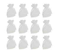 SOLUSTRE 12pcs Pochette à Bijoux à Cordon en Fil de Bambou Blanc, Facile à Utiliser Nettoyer, Design Dentelle Élégant pour Rangement D'accessoires ou Emballage de Bonbons