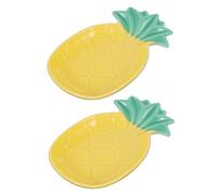SOLUSTRE 2 pièces Assiettes à Sauce Céramique Ananas Plats à Assaisonnement Multifonctions pour Maison Cuisine Barbecue Camping et Pique