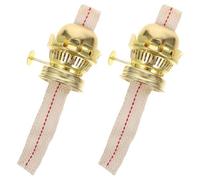 SOLUSTRE 2 Pièces Brûleur de Lampe à Pétrole Rétro en Métal avec Support de Mèche en Tissu Doré, Accessoire de Remplacement Solide pour Lampes à Huile Anciennes