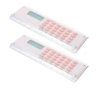 SOLUSTRE 2 Pièces Calculatrice de Règle Rose en Plastique, Compacte et Portable avec Double Mesure, pour Tracé et Préparation aux Examens pour Étudiants et Garçons et Filles