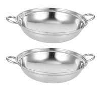 SOLUSTRE 2 pièces Casserole Inox Anti-débordement Poêle Cuisine Maison avec Double Poignée Résistante et Facile à Nettoyer pour Hot Pot et Cuisson Familiale