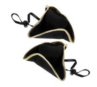 SOLUSTRE 2 pièces Chapeau Pirate Cosplay avec Bande Élastique Accessoire Fête Carnaval Halloween Costume Performance Déguisement Tricorne pour Adultes