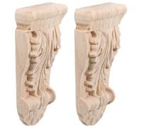 SOLUSTRE 2 Pièces Consoles Sculptées Européennes en Supports Décoratifs | Bois Non Peint, Style Rustique Européen, pour Étagères et Manteaux, Lot de Deux Pièces