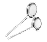 SOLUSTRE 2 pièces Cuillère Écumoire Inox avec Tamis Maille Fine Lot Grand Moyen Filtre Huile Friture Ergonomique Manche Confortable pour Cuisine Maison et Professionnelle