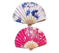 SOLUSTRE 2 pièces Eventail Pliable Style Japonais pour Femme Ornement Délicat Cadeau Petit et Original Rose Cyan