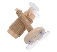 SOLUSTRE 2 Pièces Perchoir Oiseaux Perchoir Perroquet à Ventouse en Bois, Corde de Chanvre et Plastique, Kaki, pour Verre et Carrelage, Jeu et Exercice, pour Perroquets et Calopsittes