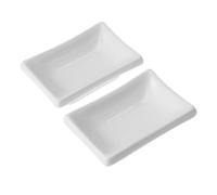 SOLUSTRE 2 pièces Plateau de Service Céramique Blanche Pure Plats Rectangulaires pour Apéritifs Sauces et Condiments Japonaise pour Sauce Soja et Épices Réutilisable