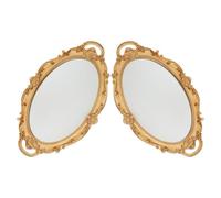 SOLUSTRE 2 Pièces Plateau Miroir Ovale Vintage pour Parfum et Maquillage, | Plateau de Présentation Décoratif, Entretien Facile, Base Stable, Empêche Basculement et Roulement, Style Européen