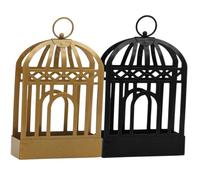 SOLUSTRE 2 Pièces Support Spirale Forme Cage à Oiseaux Suspendu Noir et Doré Porte Spirale Creux avec Poignée pour Usage Intérieur et Extérieur Protection Sécurisée Moustiques