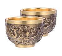 SOLUSTRE 2 pièces Tasse à Thé Vintage Chinoise Coupe Ancienne Imitation Style Dragon et Phoenix Résistante et pour Dégustation de Thé et Liqueur