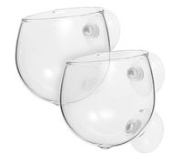 SOLUSTRE 2 Pièces Verres de Culture Aquatiques Verre Borosilicaté Transparent avec Ventouses Pots pour Plantes Daquarium Fixation Solide pour Décoration et Cachette de Poissons Lot