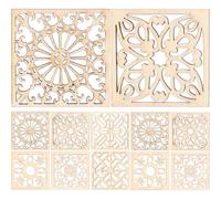 SOLUSTRE 20 Pièces Décoratives en Bois Carré Creux pour Loisirs Créatifs DIY Style Bohème avec Corde, Ornements Bois pour Décorations de Mariage et Projets Manuels