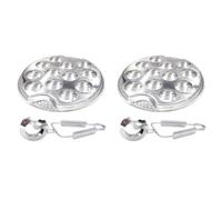 SOLUSTRE 2ensembles Set Assiettes à Escargots Acier Inoxydable avec Pinces Plateaux Épais Résistants Rouille pour Cuisson Four et Barbecue Vaisselle pour Fruits de Mer et Champignons