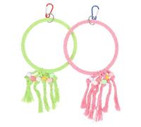 SOLUSTRE 2pcs Cercle Suspendu pour Perroquet en Corde de Coton, à Mâcher Promoteur d'exercice Plaisir pour Cage d'oiseaux Couleur Aléatoire