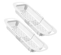 SOLUSTRE 2pcs Passoire Évier Extensible en Pp Blanc pour Fruits et Légumes, Panier Égouttoir Rétractable, pour Nettoyage Cuisine