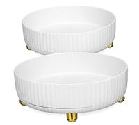 SOLUSTRE 2pièces Boîte Rangement Cosmétiques Tournante PP Grand Format Plateau Rotatif pour Organisation Maquillage Et Soins Peau Support Polyvalent pour Salle De Bain Et Cuisine