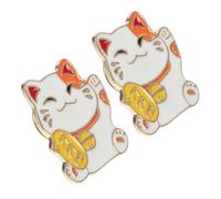 SOLUSTRE 2pièces Broches Émail Chat Cartoon Épinglette Chanceuse Forme De Chat Pour à Chapeau Et Vêtements Accessoire Mignon Pour Et