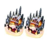 SOLUSTRE 2pièces Village De Noël Lumineux Miniature Lot de Ornements De Maison Résine avec Éclairage LED Décoration De Table Festive pour Sapin Et Ambiance De Fête