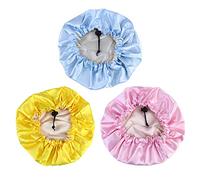 SOLUSTRE 3 Bonnets de Nuit en Satin pour Garçon et Filles, Élastiques Cordon Ajustable, Bonnets de Sommeil Confortables et Doux, Lot de 3 Pièces pour Garçons et Filles