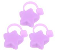 SOLUSTRE 3 Bouchons de Paille Réutilisables en Silicone Pourpre, Embouts de Paille Cartoon en 3 Pièces, Surface Lisse et Protection Anti-poussière pour Bureau et Fête