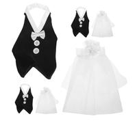 SOLUSTRE 3 Ensembles Décoration de Bouteille de Vin pour Mariage, Manchon Réutilisable en Tissu et Fil, Style Robe de Mariée Classique et Smoking, pour Réception et Fête de Fiançailles
