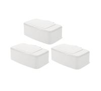 SOLUSTRE 3 pièces Boîte Distributrice de Lingettes Portable avec Couvercle Étanche Boîte de Rangement pour Lingettes Rechargeable Blanc pour Bureau et Salon