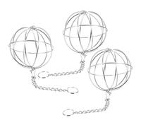 SOLUSTRE 3 Pièces Boules de Nourrissage en Acier Inoxydable Argenté pour Lapins et Chinchillas, Support à Herbe Suspendu, Économiseur D'espace la Cage