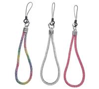 SOLUSTRE 3 pièces Lanières de Poignet Strass pour Téléphone Dragonne Téléphone Arc-ciel Antidérapante et Décorative pour Clés Appareils Photos et Sacs