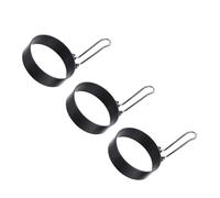 SOLUSTRE 3 pièces Lot de Moules à Œufs Ronds Acier Inoxydable Épais Antiadhésif avec Poignée Rotative Ustensiles de Cuisine pour Omelettes Crêpes et Pancakes