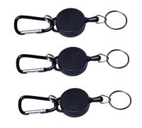SOLUSTRE 3 pièces Porte-clés rétractable avec attache noire boucle fixe pour porte-badge et clés anti-perte et flexible cadeau pratique 3pcs