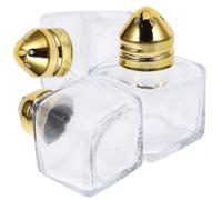SOLUSTRE 3 Pièces Salière Et Poivrière Petite Bouteille De Shaker À Épices Cube En Verre Avec Pot De Stockage De Condiments En Or Pour Fête De Mariage Restaurant Cuisine À Domicile 15 Ml