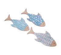 SOLUSTRE 3 Pièces Wood Fish Wall Decor Weather-resistant Nautical Coastal Art For Lake House Beach Bathroom Outdoor